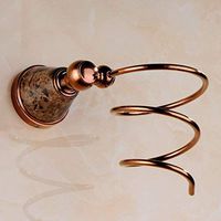 LIUCS Brass Hair Dryer Holder, Natural Jade Hair Dryer Holder Inlaid with Rose Gold, Bathroom Accessories, Suitable for Hair Salon, Hotel, Shower and so on.