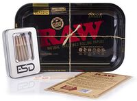 RAW Black Metal Rolling Tray - Small - 11 x 7 Inches | Modern Stylish Design | Includes 20 Organic 1 1/4 Size Cones