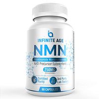 Infinite Age PURE NMN (250mg) | Nicotinamide Mononucleotide Supplement | Support Optimal Brain Function| NAD Anti-Aging Support | Supports Health Energy Production I 60 Capsules
