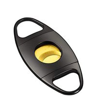 WMM Portable Titanium Black Cigar Cutter Stainless Steel V-Shaped Sharp Cigar Cutter Gift Box (Color : Black Gold)