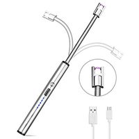 LANTOP Electric Lighter Double Arc USB Rechargeable Candles Upgraded 360°Flexible Neck Windproof Flameless More Convenient Safer Battery Indicator with Gift Box for Kitchen BBQ Camping Fireplaces