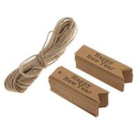100pcs Happy New Year Gift Tags Kraft Paper Tags Hanging Tags for New Year Eve Party Supply (Brown)