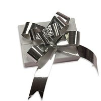 4" Metallic Silver Butterfly Bow | Quantity: 50