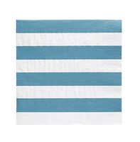 Pack of 20 Cabana Stripe Luncheon Size Paper Napkin Aqua Turqouise 6.5" x 6.5"