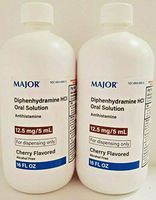 Major Diphenhydramine 12.5mg/ 5mL HCL Liquid Solution, 16oz -2 Pack