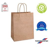 CreativePaper 200pcs 11x5.9x11" Kraft Paper Bags with Handles for Party Wedding Shopping (200, Large)