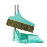 WEIFAN CAI- Broom and Dustpan Set Home Creative Broom Stainless Steel Handle Pig Hair Brush Head(Water Lake Blue)