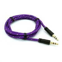 Purple Braided Car Audio Stereo Auxiliary Aux Cable for Samsung GALAXY Note 8.0, 10.1 - Galaxy Tab 2 7.0, 10.1 - Galaxy Tab 3 7.0, 8.0, 10.1 GT-P5210 - Galaxy TabPRO 8.4, 12.2