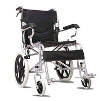 Wheelchair Folding Portable Ultralight Travel Elderly Trolley Elderly Disabled Inflatable Manual (Color : Black)
