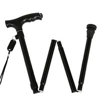 YULAN 5 Section Folding Walker Cane Aluminum Alloy Multi-Function Telescopic Adjustment Anti-Slip Old Cane 2 Color (Color : Black)