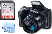 Canon PowerShot SX420 Digital Camera w/42x Optical Zoom - Wi-Fi & NFC Enabled (Black) + 64GB SD Memory Card