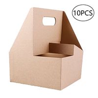 BESTONZON 10pcs 4 Cup Kraft Drink Carrier with Handles for Coffee Hot Drinks