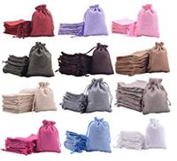 Sansam 48pcs 10.0cmx14.0cm/4.0''x5.6'' Mixed Colors Burlap Gift Bags Draw String Hemp/Hessian Bags, Jewelry Packing Pouches,Wedding Favor Gift Bags