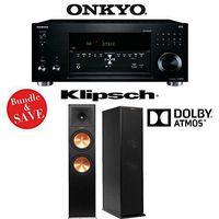 Onkyo TX-RZ810 7.2-Channel Network A/V Receiver + (1) Pair of Klipsch RP-280FA Tower Speakers w/ Dolby Atmos Height Channel - Bundle