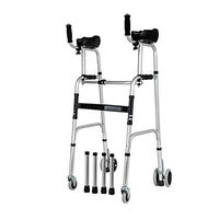 Standard Walkers Folding Adjustable Height Compact Lightweight with"4" Wheels, Durable Plastic Handles Lightweight Portable for Seniors