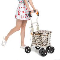Four-Wheeled Shopping Cart for The Elderly - A Walker with Wheeled Seats (Double Brake)