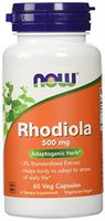 NOW Foods Rhodiola Rhodiola Rosea, 60 Capsules / 500mg (Pack of 2, 120 total count)