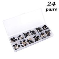 luakesa 24 Pairs High Heel Replacement Tips Womens Shoes Tips Repair Kit,6 Size,8,/9/10/11/12/12.5mm,U-Shape (Black)