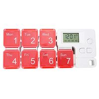7 Days Pill Dispenser Organizer with Reminder Alarm - CozyCabin Portable Travel Vitamins Medicine Box Case(Red)
