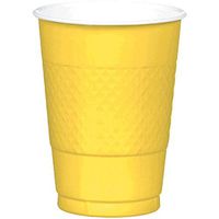 amscan Sunshine Yellow Plastic Cups | 16 oz. | Party Supply | 200 ct.