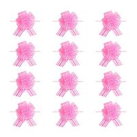 SUPVOX 12pcs Gift Pull Bows Gift Wrap Bows for Christmas Wedding Party Pink