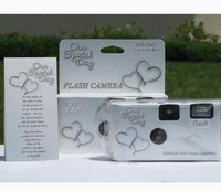 10 Pack Happy Hearts Wedding Party Disposable Cameras with Gift Box and Matching Tents