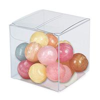 VGOODALL Clear Favor Boxes,100pcs Plastic Gift Boxes Transparent Cube Boxes PET Boxes for Wedding,Party,Baby Shower,Bridal Shower