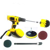 7 Piece Drill Scrub Kit Grout Brush Drill Brush Set with 6 Inch Extender Scrub Brush for Grout Floor Tub Shower Tile Corners Bathroom Surface Kitchen