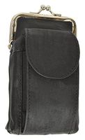 Genuine Leather Cigarette Holder with Lighter Pocket & Cellphone Pocket (Black)