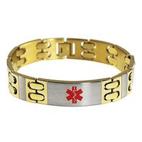 My Identity Doctor - Mens Medical Alert Bracelet with Custom Engraving, 316L Steel Link.5 Inch Width - 7 Inches Wrist Size