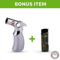 ZICO REFILLABLE 4 FRAMES TORCH LIGHTER EASY SOFT IGNITION SILVER+BUTANE