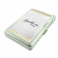 Sparkle On Darling Em1 Hip Silver Cigarette Case With Built In Lighter 4.75" X 2.75" Id Holder Metal Wallet RFID Protection