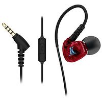 KINVOCA Wired Over Ear in Ear Running Headphones Noise Isolating Sweatproof Bass Sport Earbuds Earphones with Microphone and Remote for Jogging Gym Workout for iPhone iPod iPad Samsung Wine Red