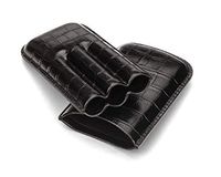SAGEBROWN Black Croc Triple Leather Cigar Case