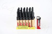 Bundle - 25 Items - 24x Clipper Full-Size Tube PIEZO Ignition Refillable Adjustable Flame Lighters and Patriot Disposable Lighter