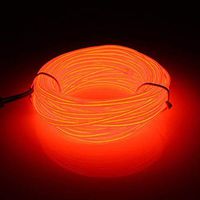 San Jison EL Wire, 16.4ft/5m Flexible Neon 3 Light Modes Portable Battery Powered Electroluminescence Wire Pack Drivers High Brightness for Xmas Car Party Decoration Wedding Pub (Orange)