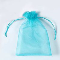 BZCTAH 100 Pcs Transparent Organza Bags Drawstring Jewelry Bags, 10 x 15cm Multicolor with Drawstring Gift Pouch Candy Bags,Blue#2
