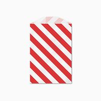 25 Red and White Diagonal Stripe Little Bitty Bags 2.75 X 4 Inches