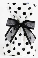 Saybrook Products Elegant Black Polka Dot Treat/Party Favor Bags with Twist-Tie Organza Bow. Set of 10 Ready-to-Use, Gussetted 11x5x3 Goodie Bags with Bows. Black, White