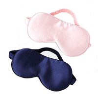 Silk Sleep Mask for Women, 2 Pack Soft Smooth Blindfold Eye Mask for Sleeping, Light Blocking Weighted Eye Mask Sleeping Mask with Carry Pouch(Pink/Navy Blue)