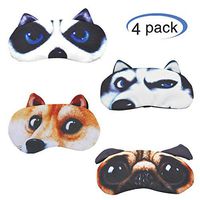 Hycles Funny Sleep Mask for Kids Women Men Soft Eye Cover Blindfold Mask Cute Animal Cartoon Dog Sleep Eye Mask for Sleeping 4 Pack