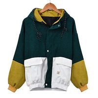 HNTDG Women Long Sleeve Corduroy Lightweight Windbreaker Patchwork Zipper Sport Coat Outerwear Oversize Jacket Coat Green