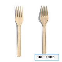 Eco-friendly Disposable Bamboo Cutlery, 100% Biodegradable and All-Natural for Party, BBQ, Picnic, Christmas, Thanksgiving(Forks) (100)