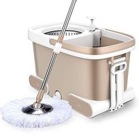Rotating Mop, Spin Mop Bucket Set Floor Cleaner With3 Washable Microfiber Mops Heads (Color : Gold)