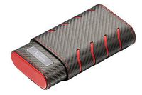 Personalized Visol Black Carbon Fiber Patterned Three Cigar Case with Free Laser Engraving