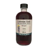 99.99+% Pure True Colloidal Gold – 250 mL of 100 ppm in Clear Glass Bottle w/phenolic Cap