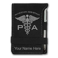 Mini Notepad, PA Physician Assistant, Personalized Engraving Included (Black with Silver)