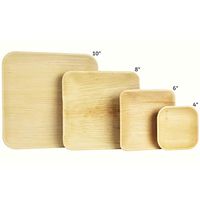 PrimeQ [25 Count] Palm Leaf Square Dinner Plates (10 Inch) Environmentally Friendly & Natural