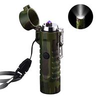 Dual Arc Lighter with Flashlight-3 Mode Double Arc Plasma USB Lighter Rechargeable Flameless Waterproof Stormproof Windproof Mini Electric Lighter for Cigar Cigarette Candle Pipe