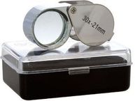 LuckyStone Mini Microscope Jewelers Eye Loupe Magnifier Magnifying Glass Powerful Doublet, Chrome Plated, Round Body Jewelry Loupe, 21 mm, Silver